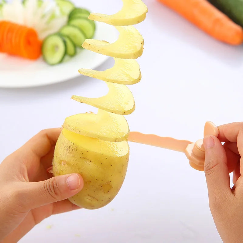 Rotate Potato Slicer Stainless Steel Plastic Twisted